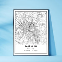 Salzburg, Austria Modern Style Map Print 