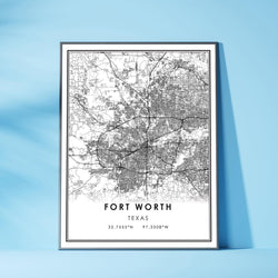Fort Worth, Texas Modern Map Print 