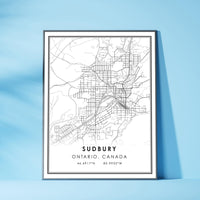 
              Sudbury, Ontario Modern Style Map Print 
            
