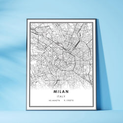 Milan, Italy Modern Style Map Print 