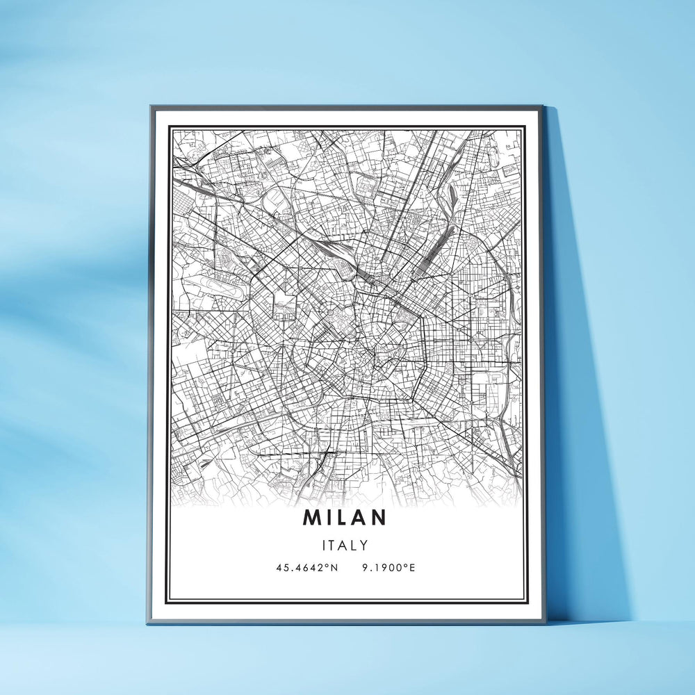 Milan, Italy Modern Style Map Print 