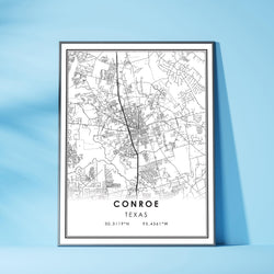 Conroe, Texas Modern Map Print 