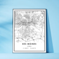 
              Des Moines, Iowa Modern Map Print 
            