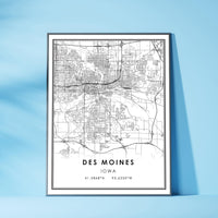 Des Moines, Iowa Modern Map Print 