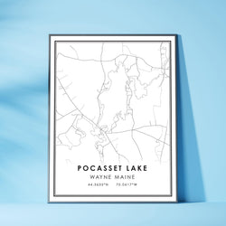 Pocasset Lake, Wayne Maine Modern Map Print 