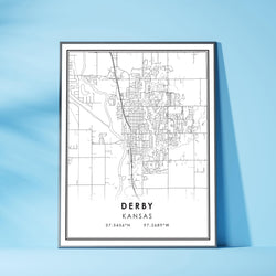 Derby, Kansas Modern Map Print 