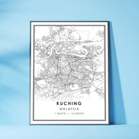 
              Kuching, Malaysia Modern Style Map Print 
            