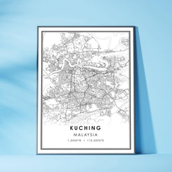 Kuching, Malaysia Modern Style Map Print 