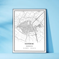 
              Katerini, Greece Modern Style Map Print 
            