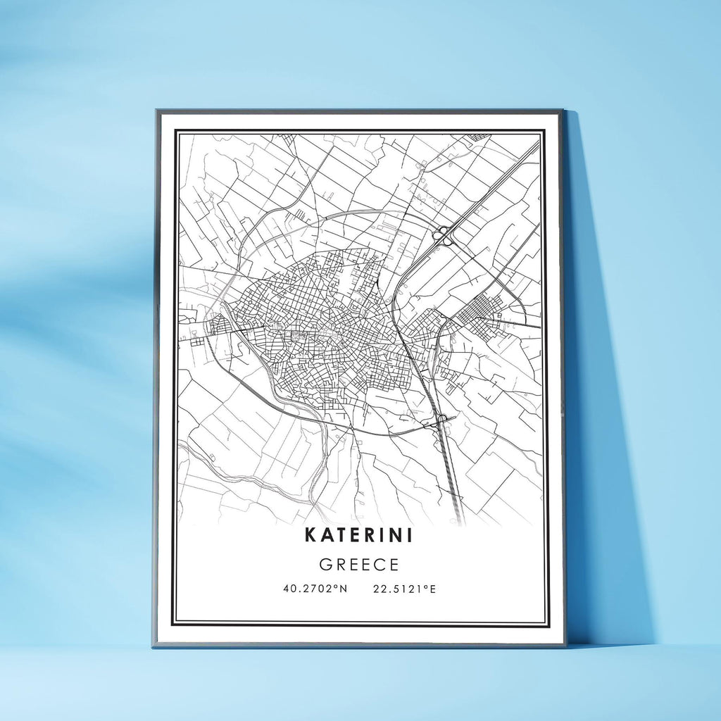 Katerini, Greece Modern Style Map Print 
