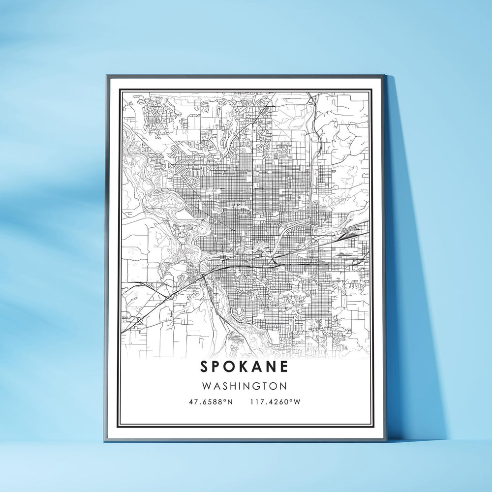 Spokane, Washington Modern Map Print 