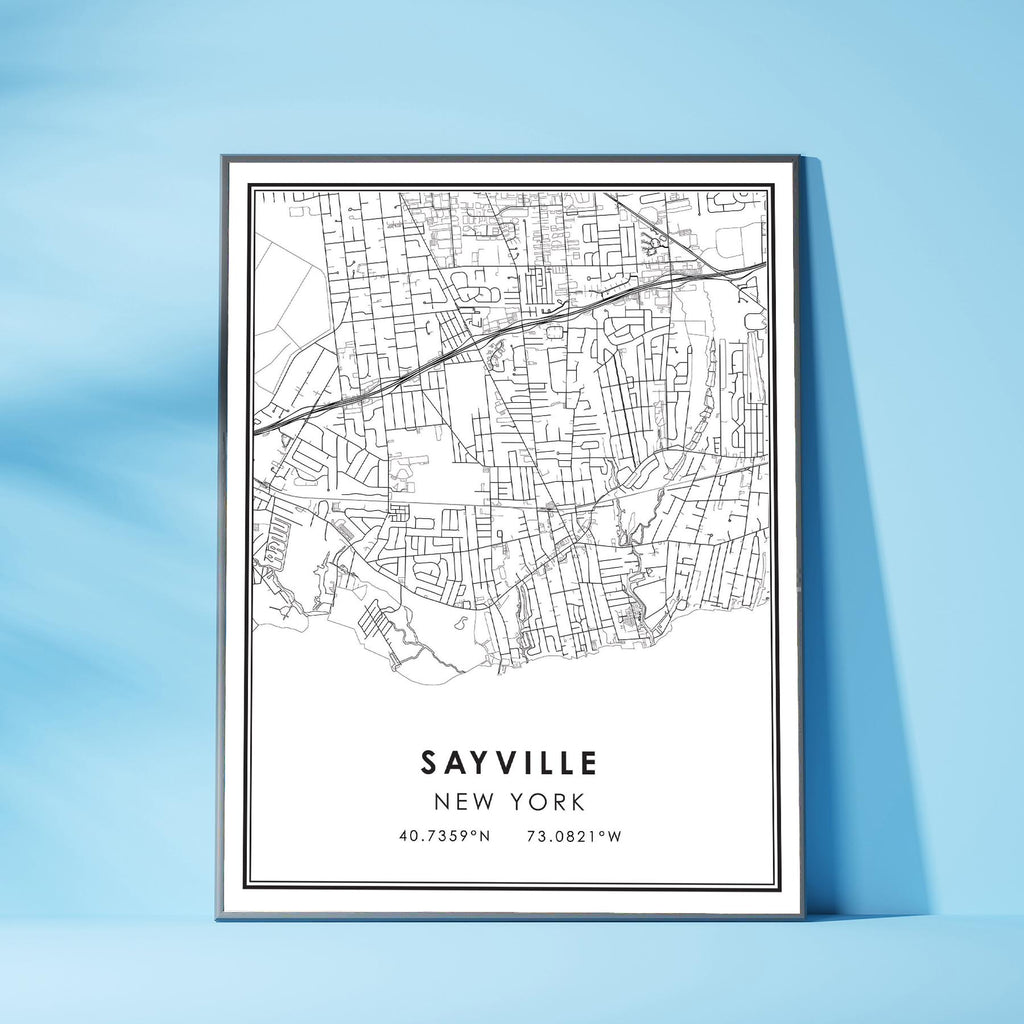 Sayville, New York Modern Map Print  