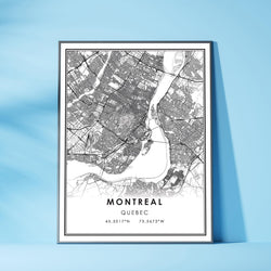 Montreal, Quebec Modern Style Map Print 