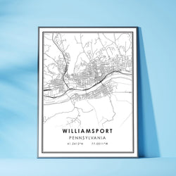 Williamsport, Pennsylvania Modern Map Print 