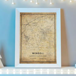 Wendell, North Carolina Vintage Style Map Print 