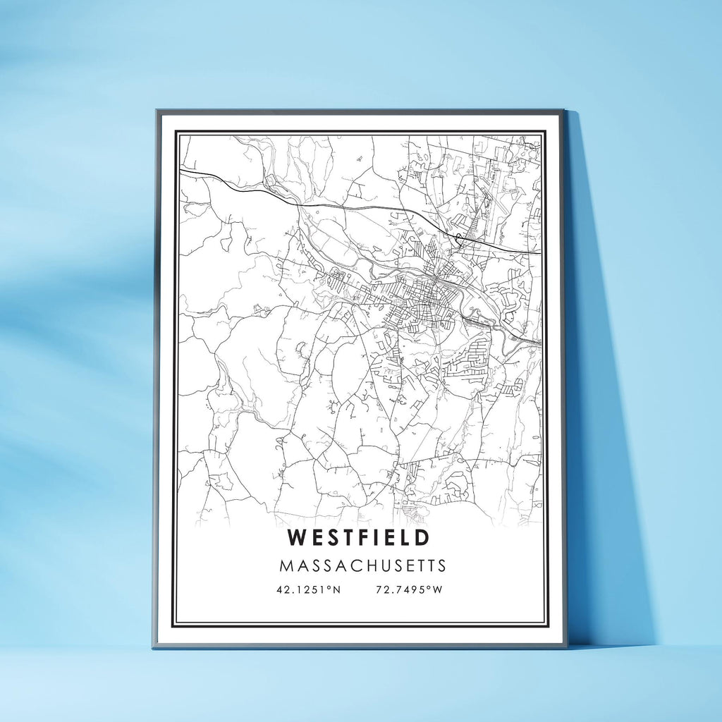 Westfield, Massachusetts Modern Map Print