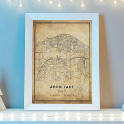 Avon Lake, Ohio Vintage Style Map Print 