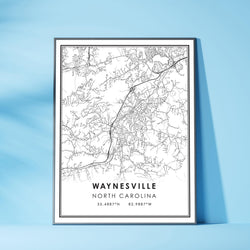 Waynesville, North Carolina Modern Map Print 