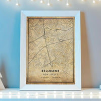 
              Bellmawr, New Jersey Vintage Style Map Print 
            