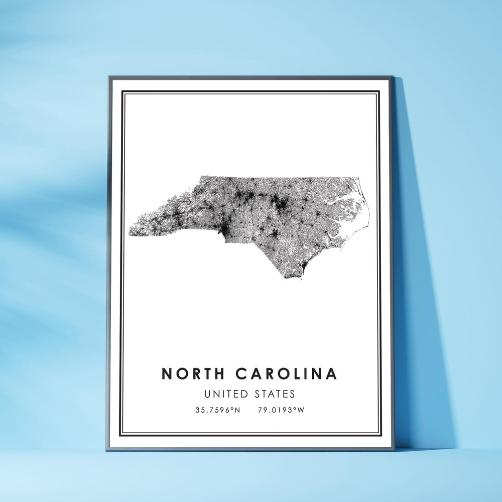 North Carolina, United States Modern Style Map Print 