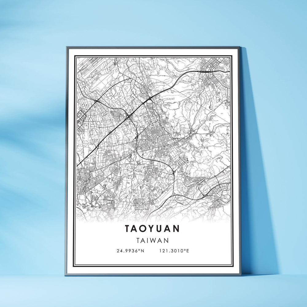 Taoyuan, Taiwan Modern Style Map Print 