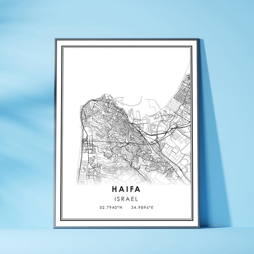 Haifa, Israel Modern Style Map Print 