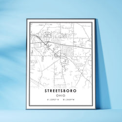 Streetsboro, Ohio Modern Map Print 