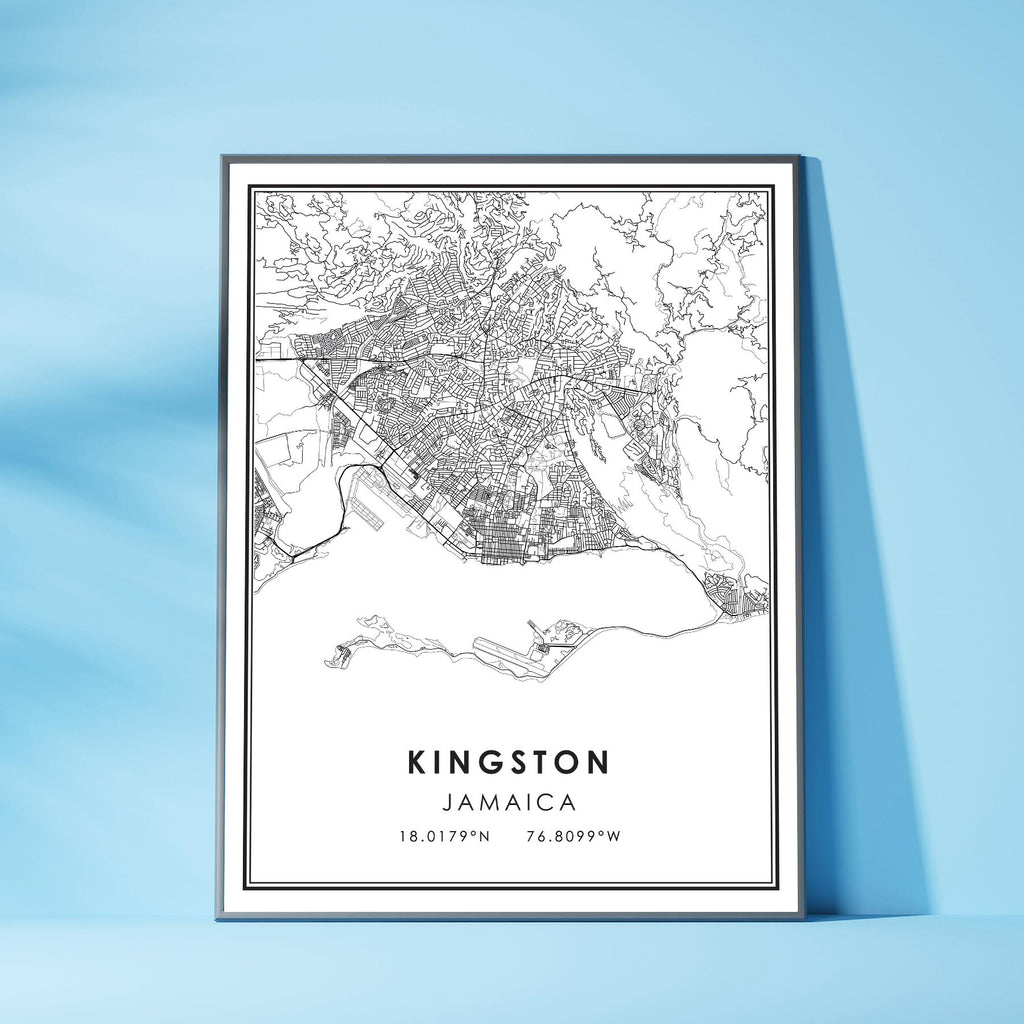 Kingston, Jamaica Modern Style Map Print 
