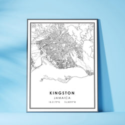 Kingston, Jamaica Modern Style Map Print 