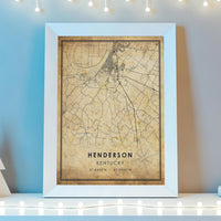 
              Henderson, Kentucky Vintage Style Map Print 
            