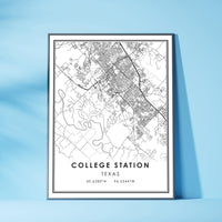
              College Station, Texas Modern Map Print 
            