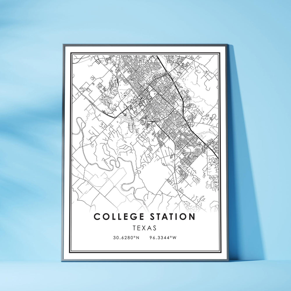 College Station, Texas Modern Map Print 