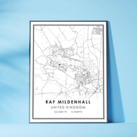 
              Raf Mildenhall, United Kingdom Modern Style Map Print 
            