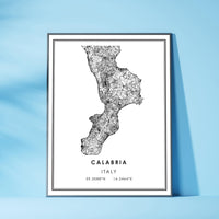 Calabria, Italy Modern Style Map Print 