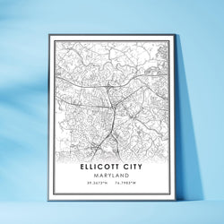 Ellicott City, Maryland Modern Map Print 