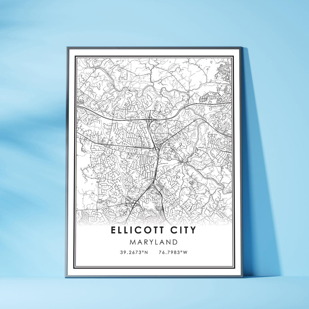 Ellicott City, Maryland Modern Map Print 