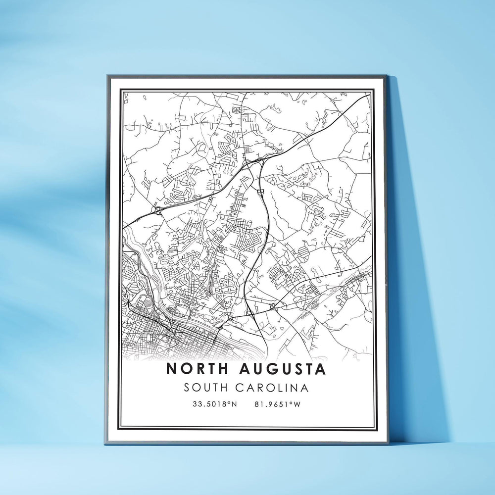 North Augusta, South Carolina Modern Map Print 
