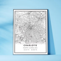 
              Charlotte, North Carolina Modern Map Print 
            