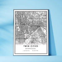 
              Twin Cities, Minnesota Modern Map Print 
            