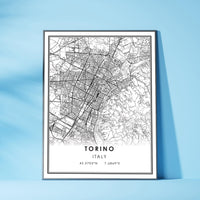 
              Torino, Italy Modern Style Map Print 
            