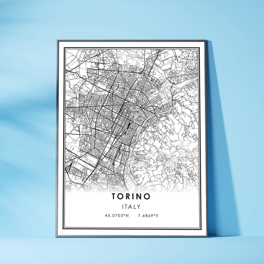 Torino, Italy Modern Style Map Print 