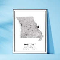 
              Missouri, United States Modern Style Map Print 
            