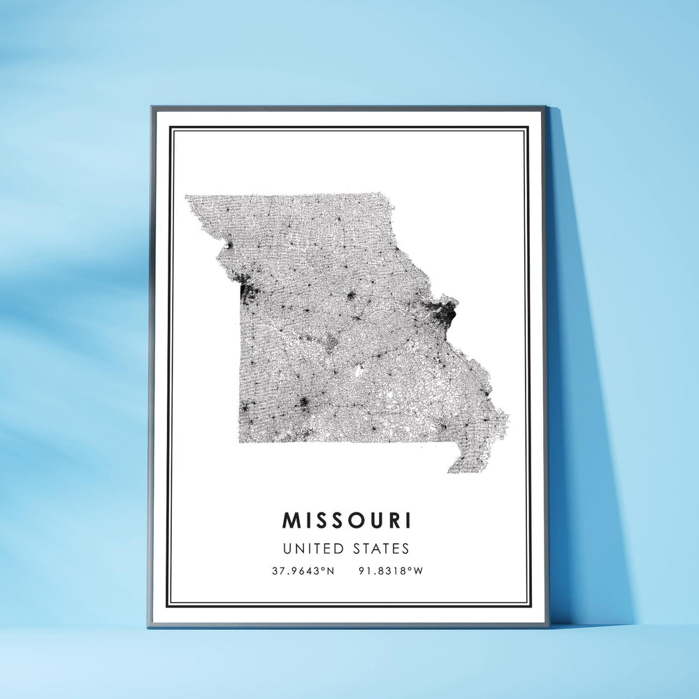 Missouri, United States Modern Style Map Print 