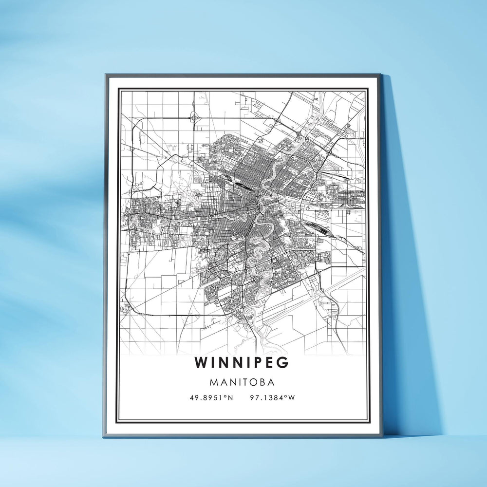 Winnipeg, Manitoba Modern Style Map Print
