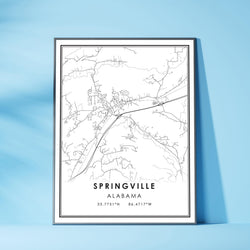 Springville, Alabama Modern Map Print 