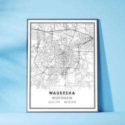 Waukesha, Wisconsin Modern Map Print 