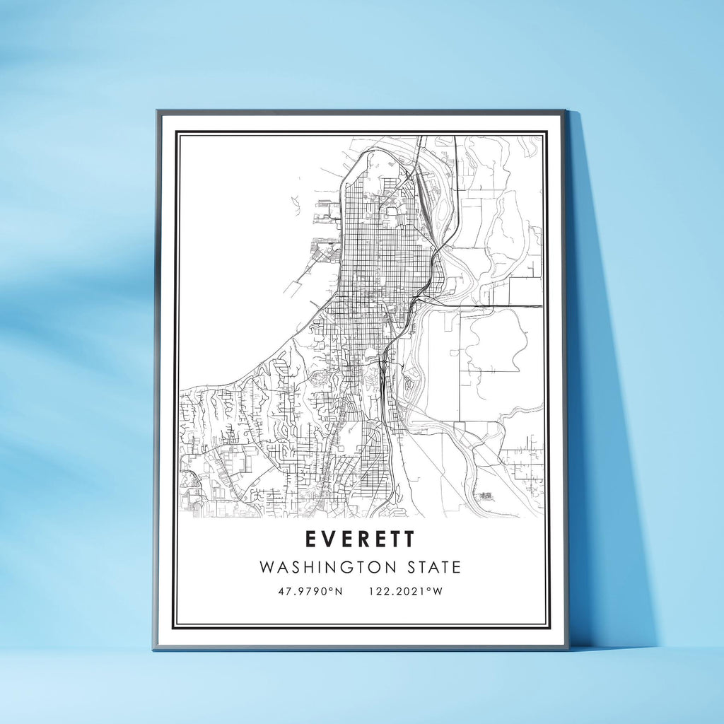Everett, Washington State Modern Map Print 
