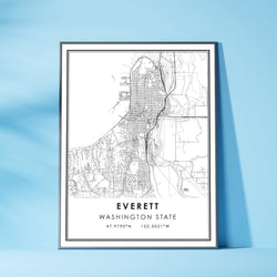 Everett, Washington State Modern Map Print 