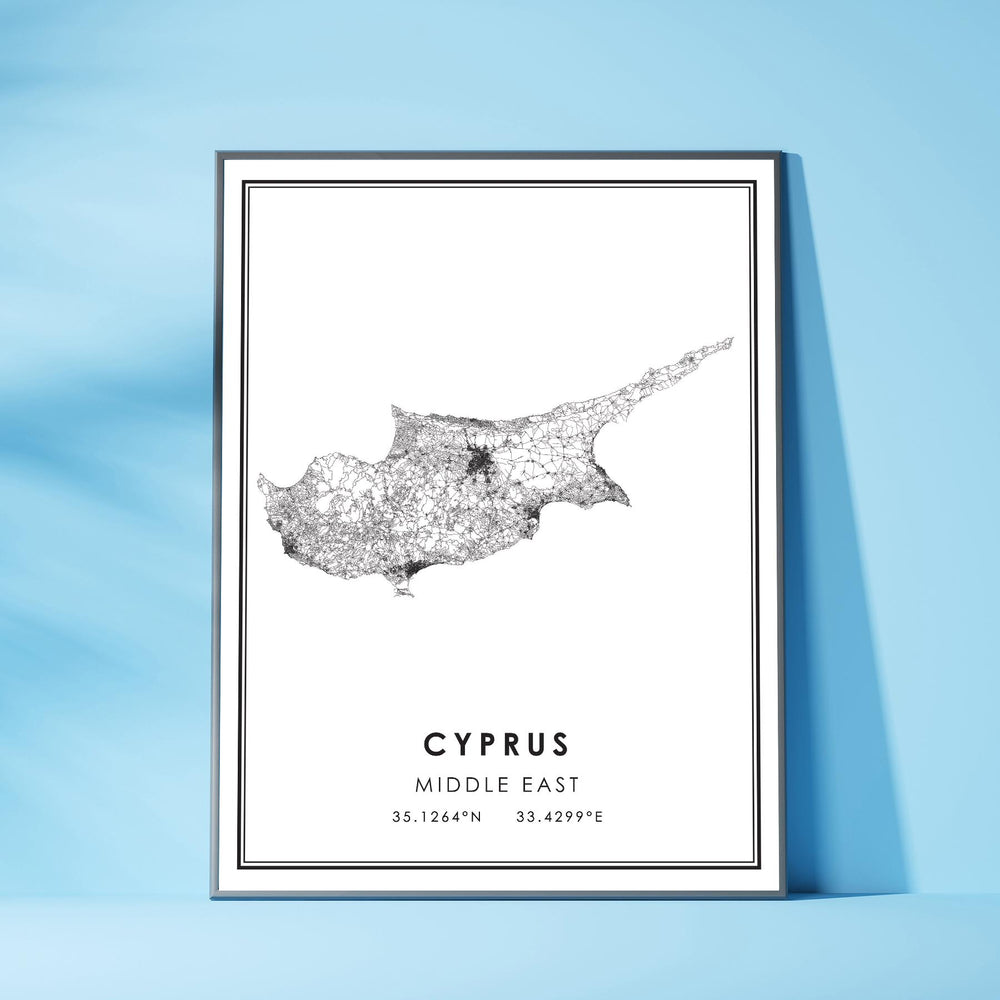 Cyprus, Middle East Modern Style Map Print 