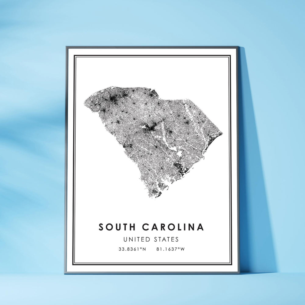South Carolina, United States Modern Style Map Print 
